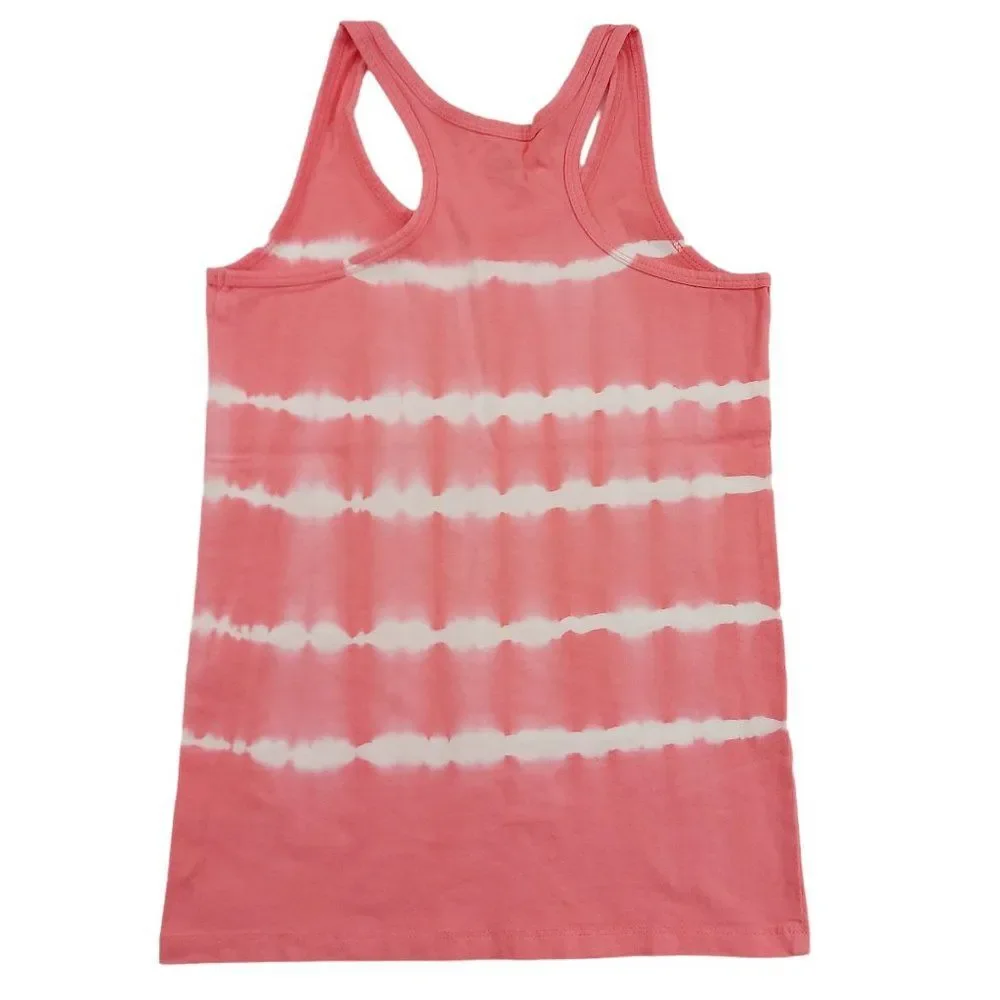 Old Navy Fitted Tank Top Set Of Two Girls Large 10-12 Pink Navy Tie Dye Stretch